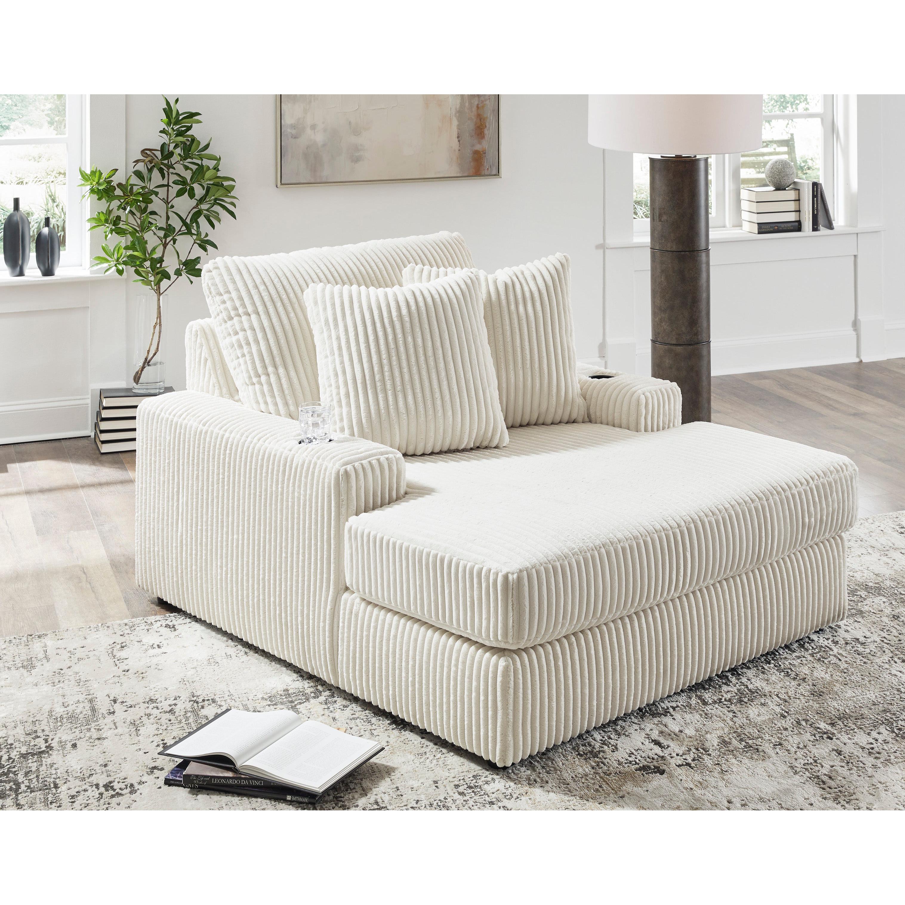 Luxurious Ivory Fabric Oversized Lindyn Chaise Lounge