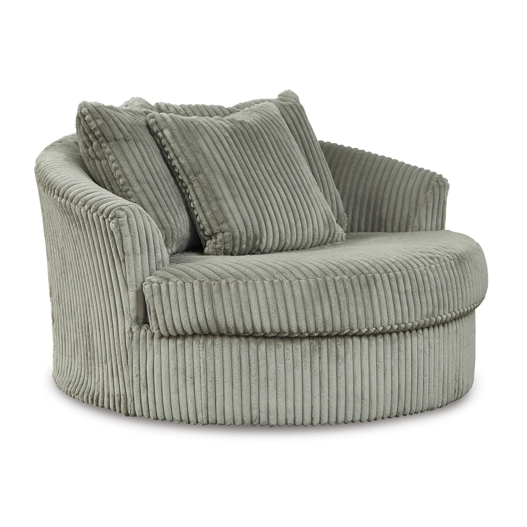 Cozy Lindyn Oversized Swivel Chair in Soft Fog Fabric