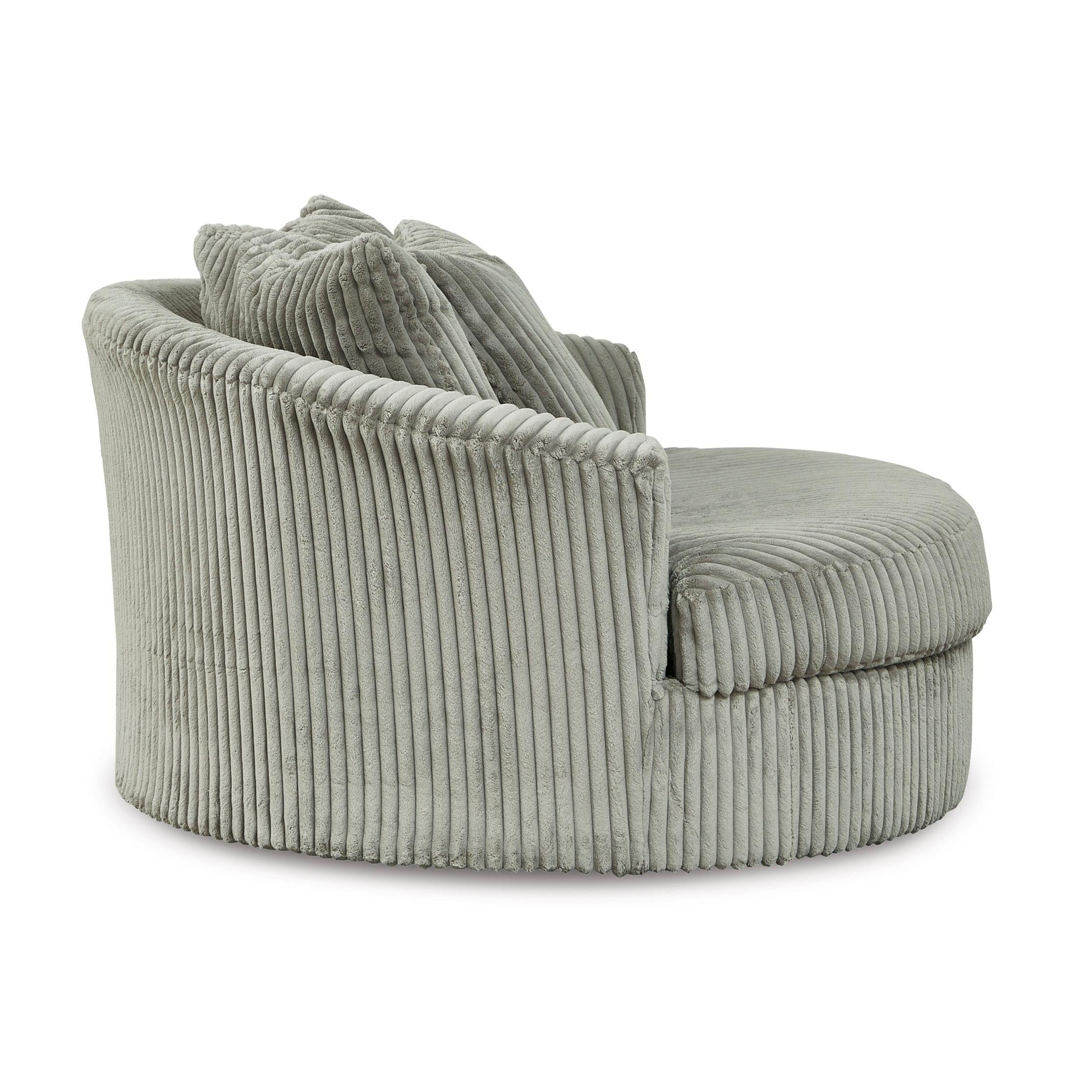 Cozy Lindyn Oversized Swivel Chair in Soft Fog Fabric