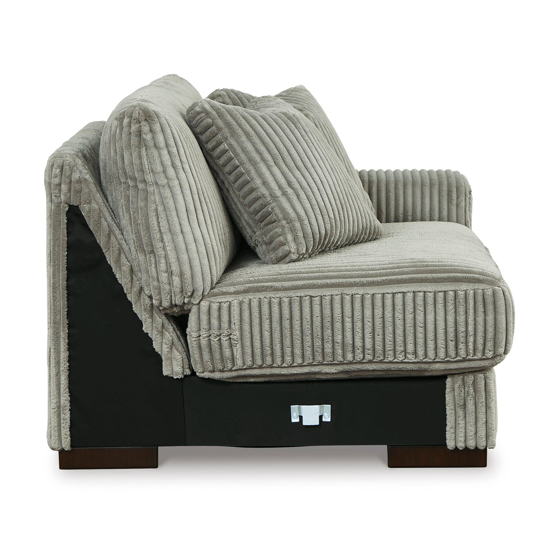 Stylish Lindyn 2-Seater Sectional Sofa with Right-Hand Facing Chaise in Elegant Fog Fabric