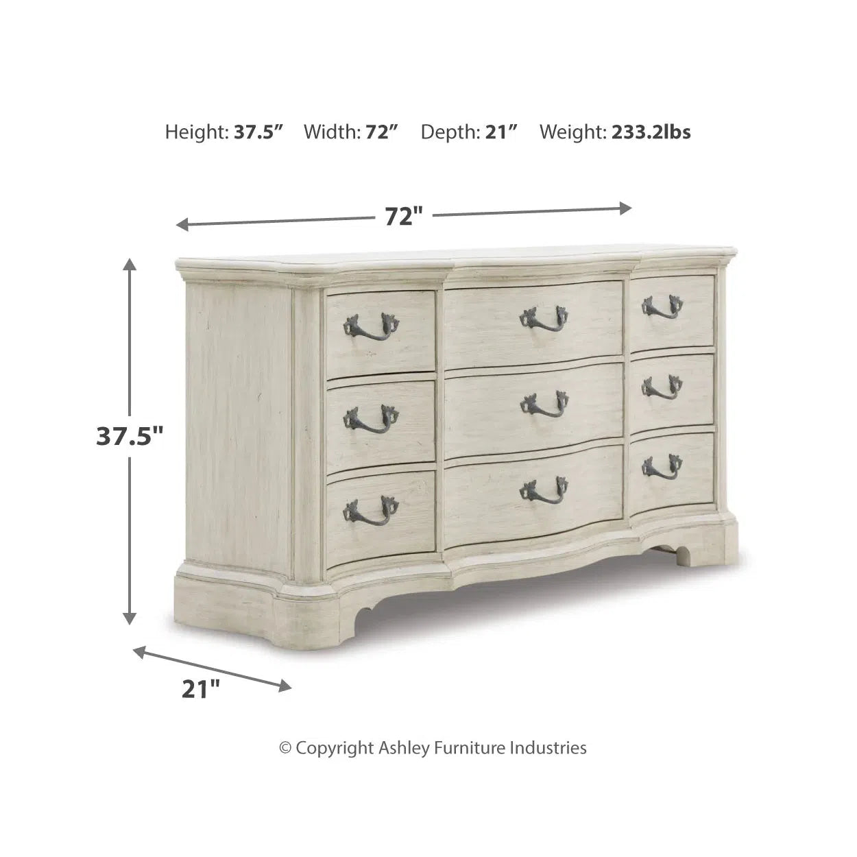 Charming Antique White Arlendyne Bedroom Dresser