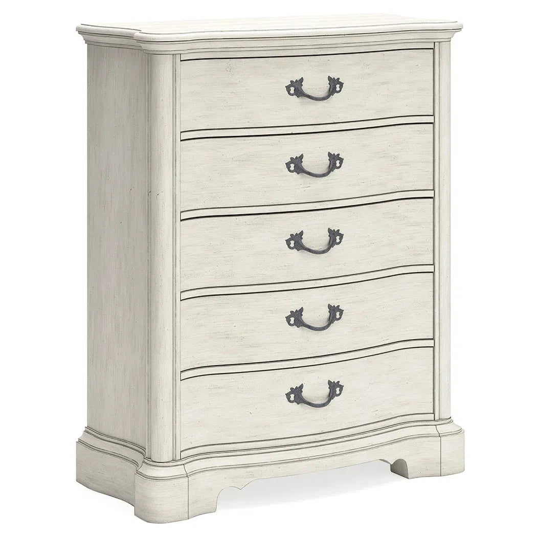 Elegant Arlendyne Tallboy Chest of Drawers in Timeless Antique White Finish