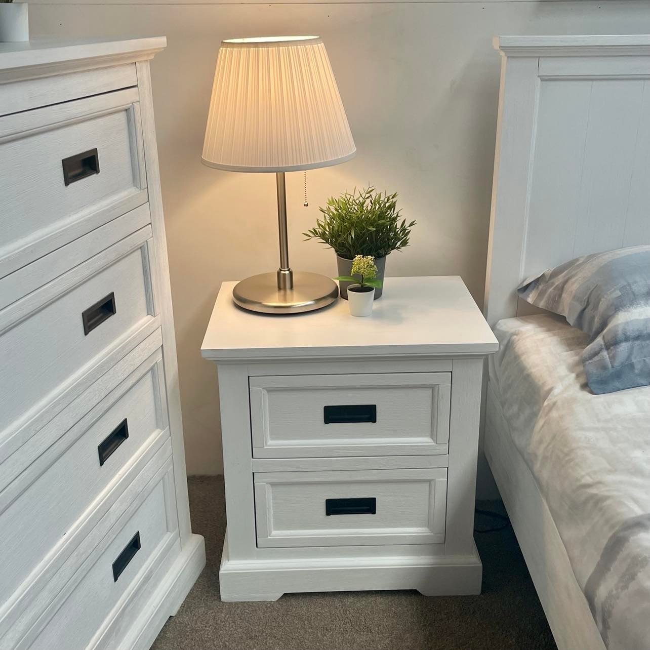 Hampton Coastal Bedside Table - White