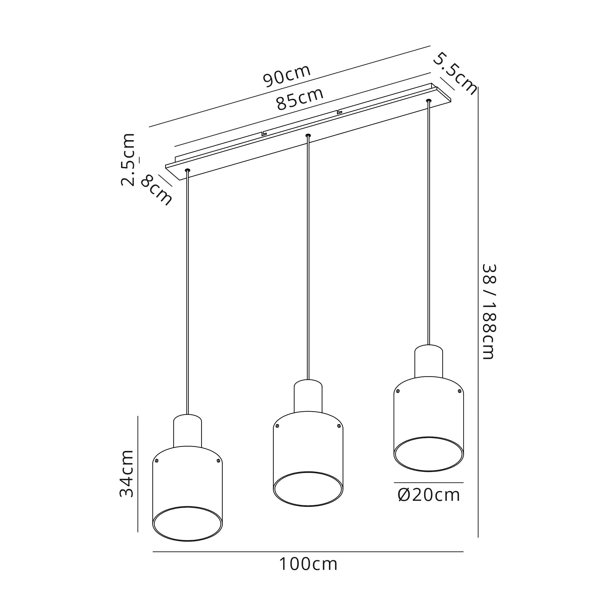 Stylish Brooks 3-Light Linear Pendant Fixture