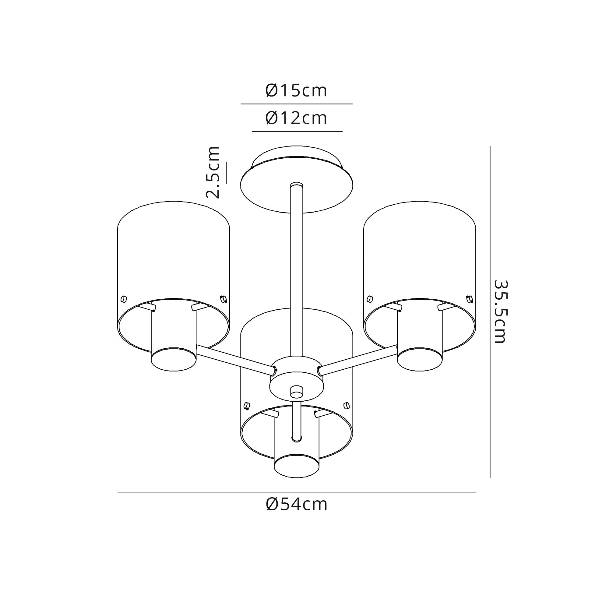 Stylish Brooks 3-Light Semi-Flush Mount Ceiling Fixture