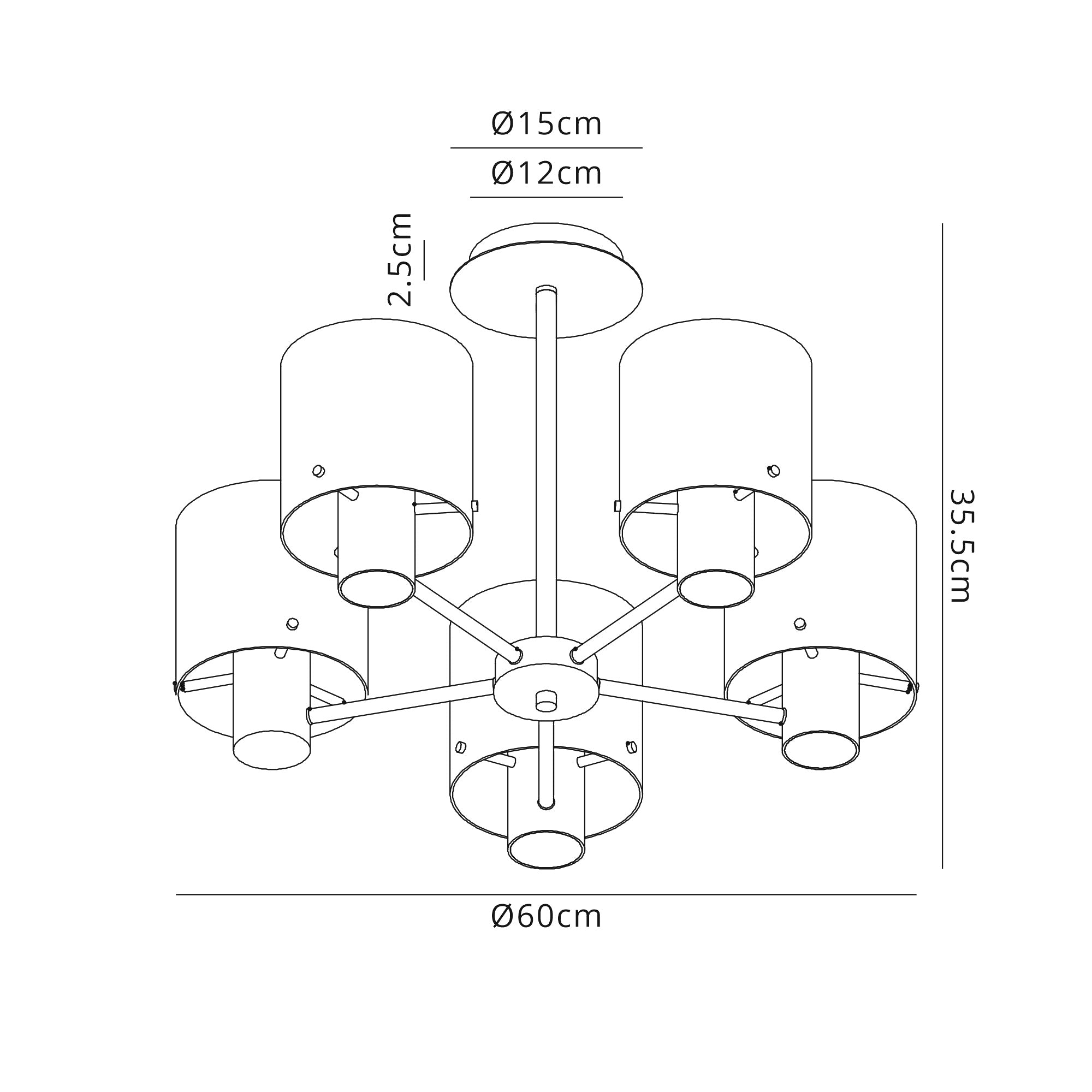 Stylish Brooks 5-Light Semi Flush Mount Fixture