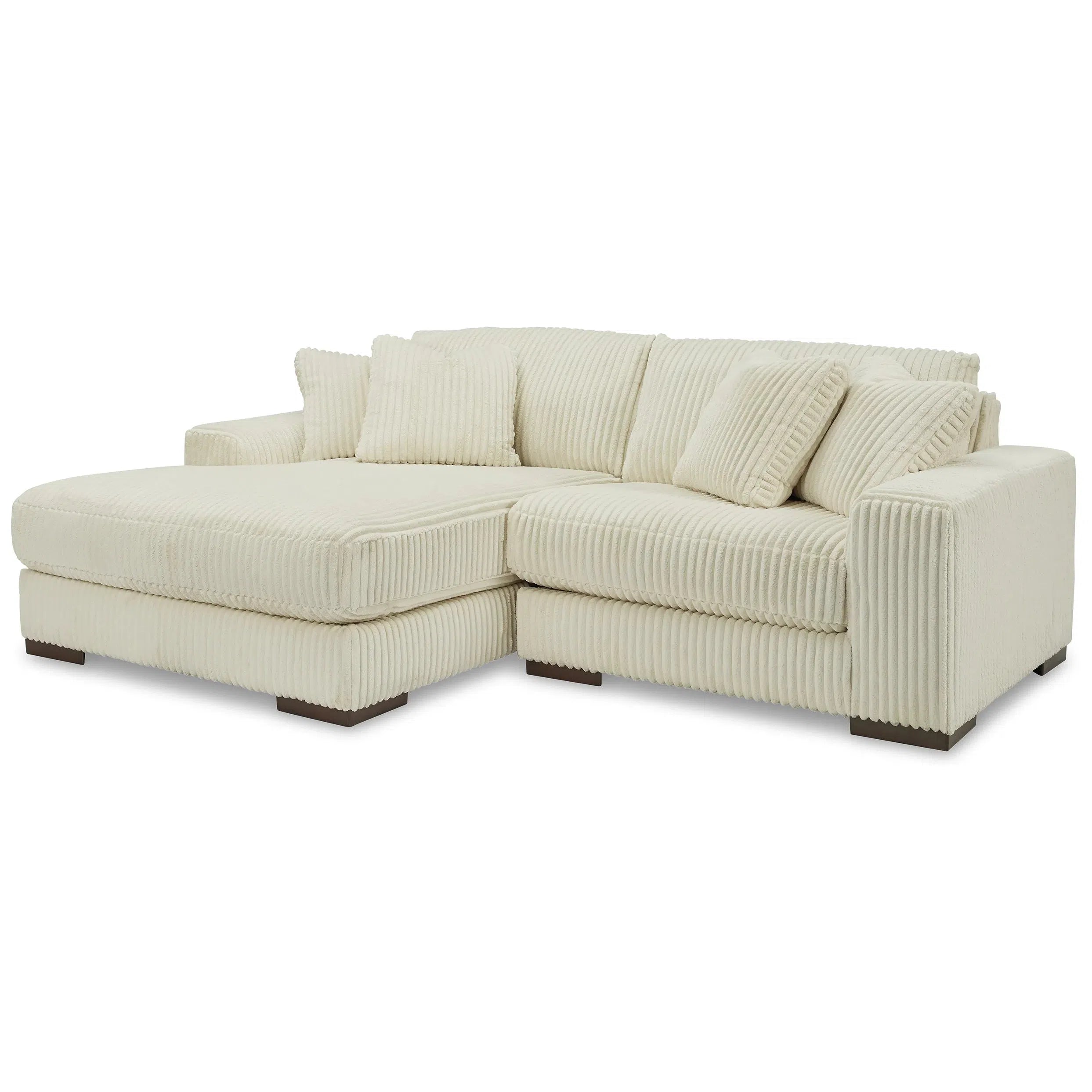 Chic Ivory Fabric Lindyn 2-Seater Sectional Sofa with Left-Facing Chaise