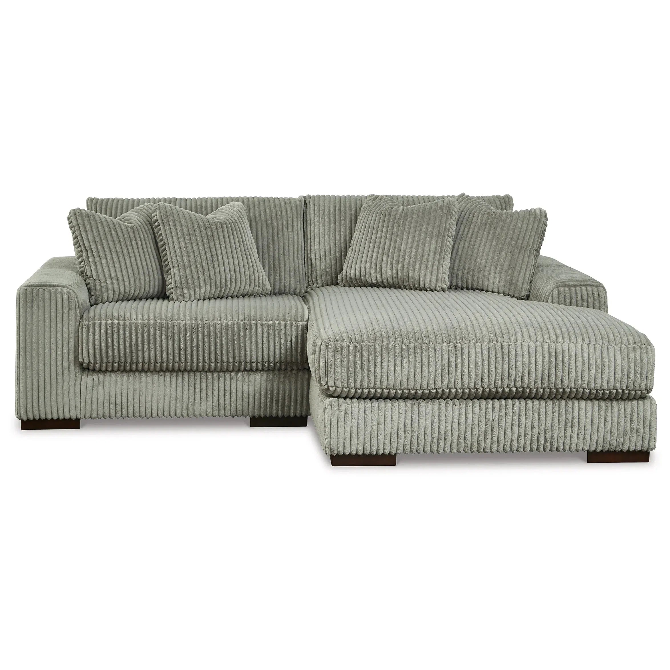 Stylish Lindyn 2-Seater Sectional Sofa with Right-Hand Facing Chaise in Elegant Fog Fabric