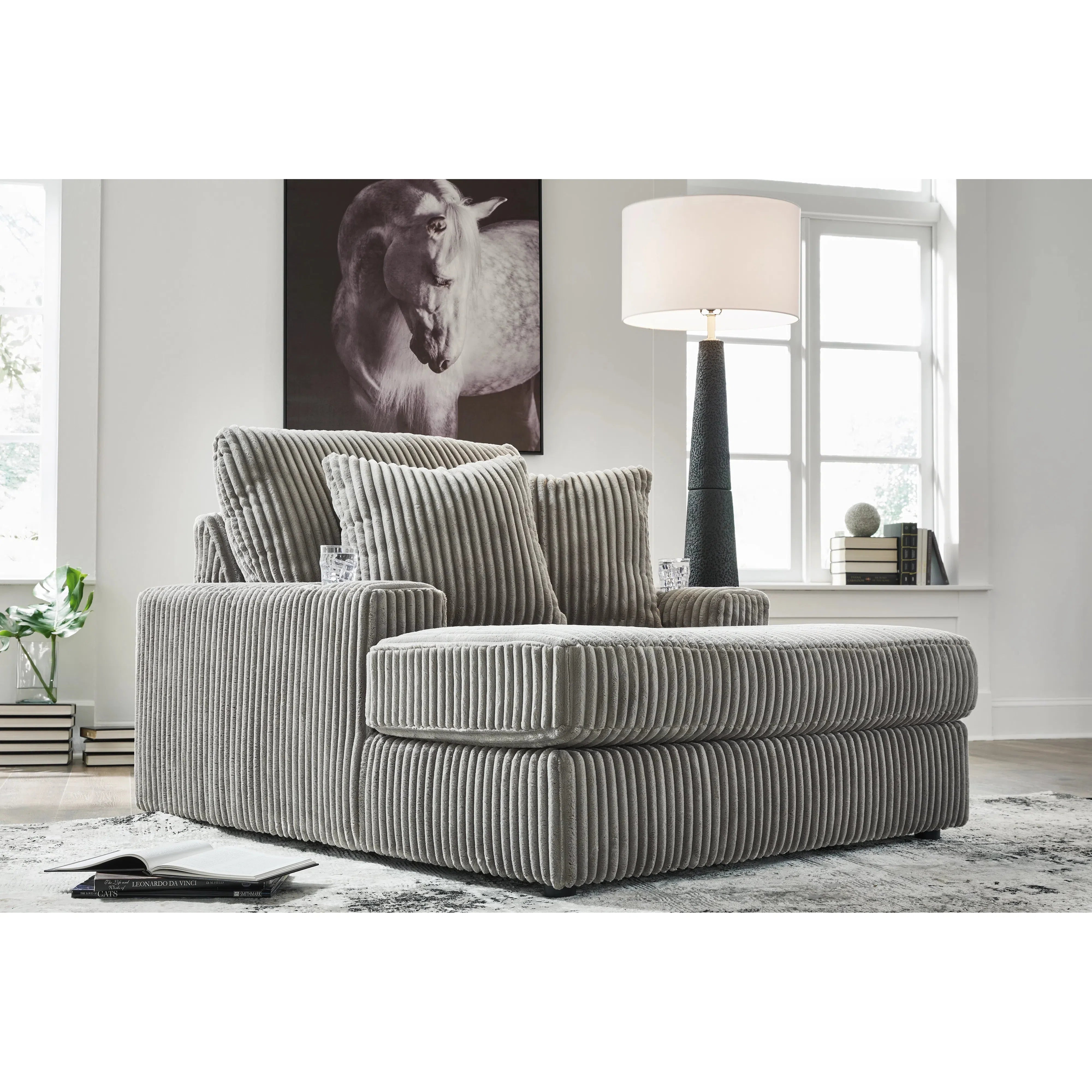 Cozy Lindyn Oversized Chaise in Soft Fog Fabric