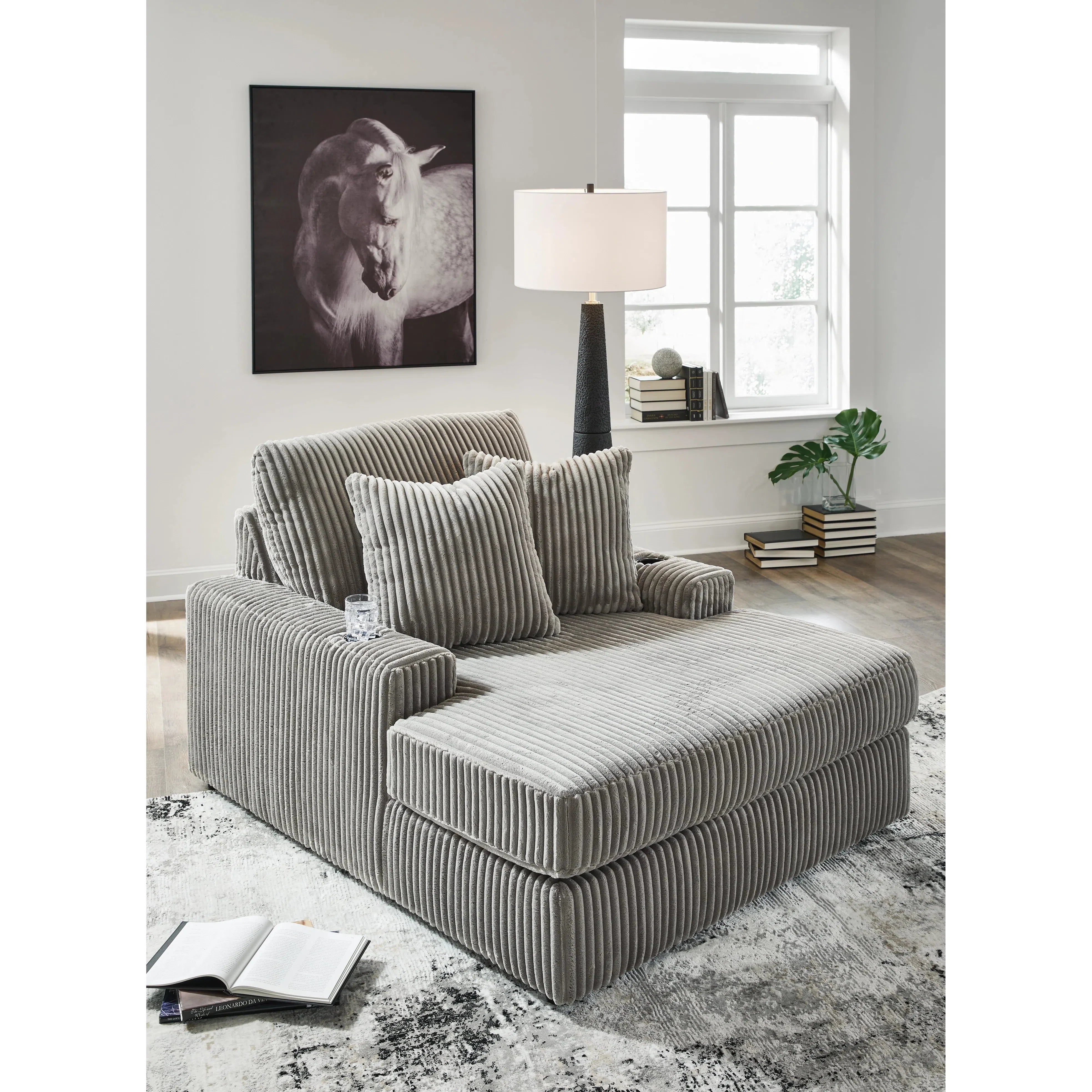 Cozy Lindyn Oversized Chaise in Soft Fog Fabric