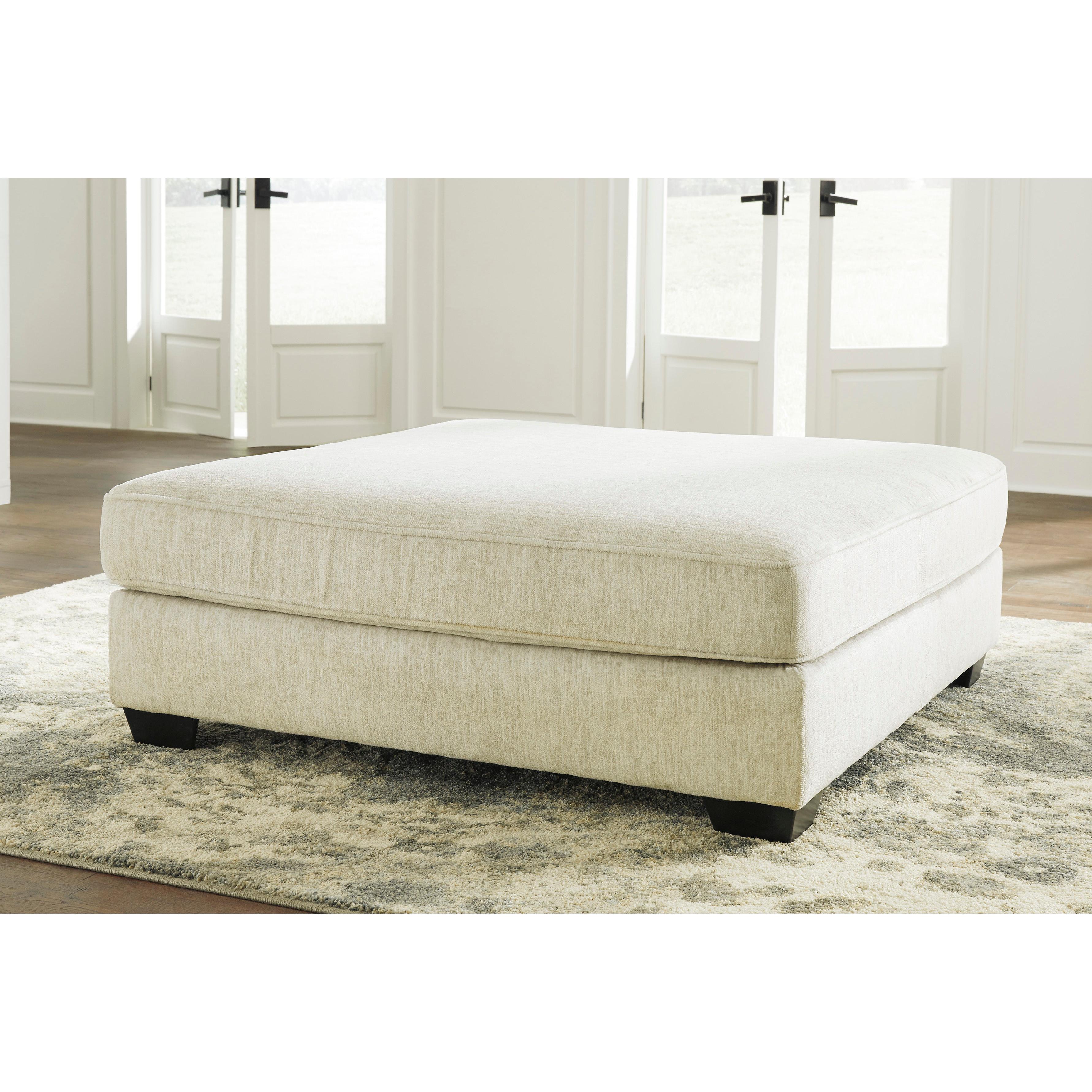 Elegant Rawcliffe Ottoman in Luxurious Parchment Fabric