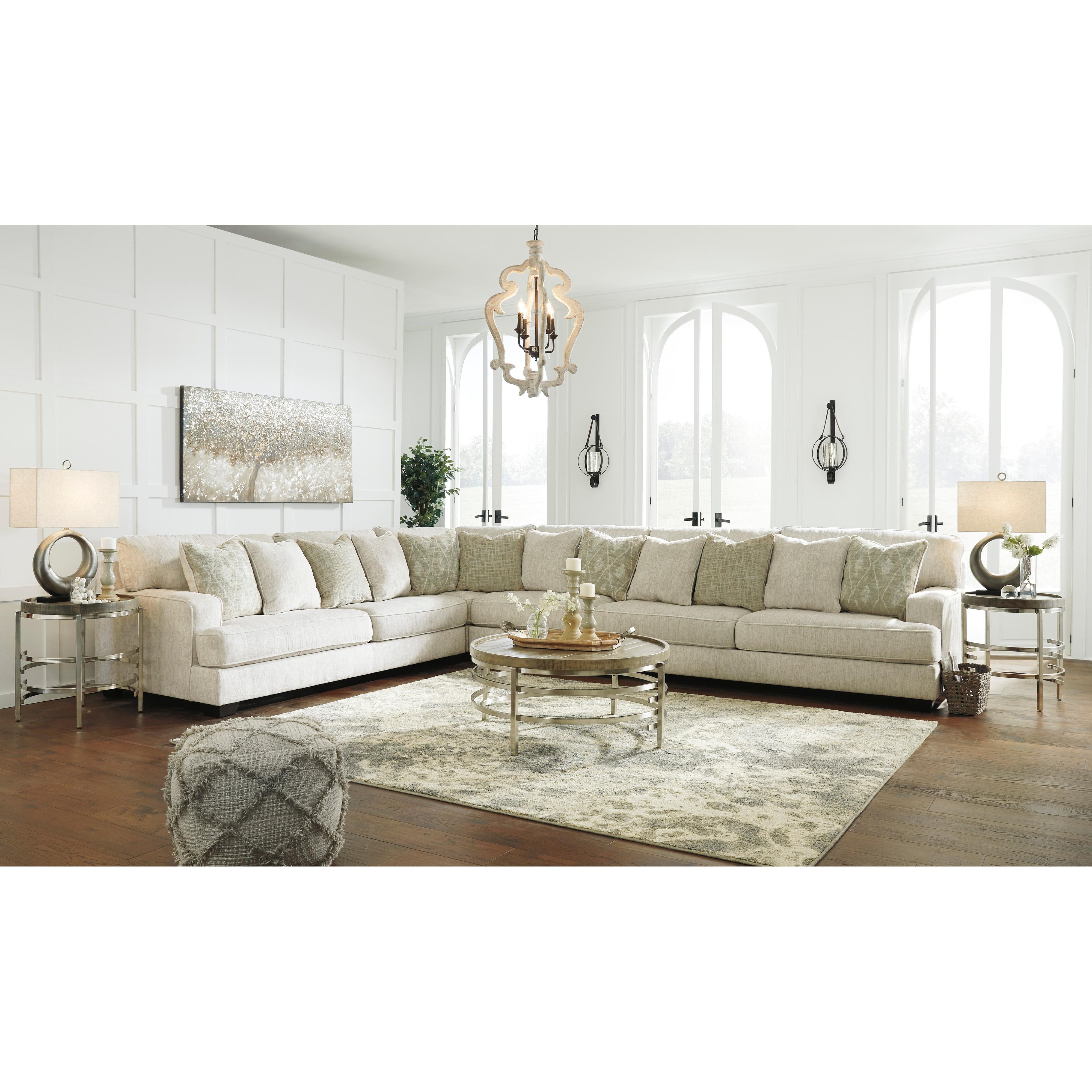 Chic Rawcliffe 6-Seat Corner Sectional in Soft Parchment Fabric