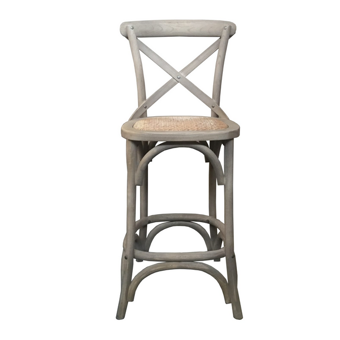 Stylish Grey Cross Back Bar Stool for Modern Spaces