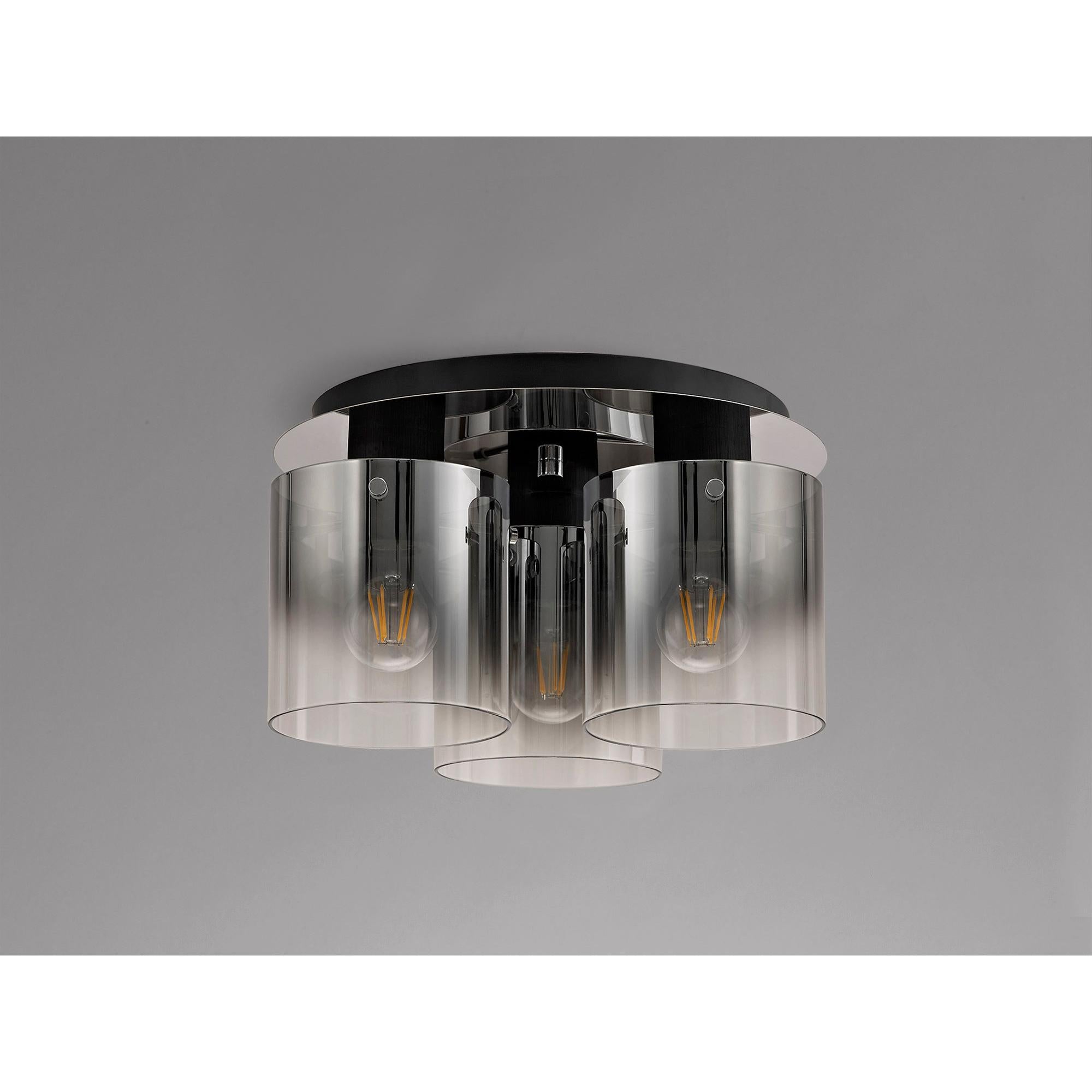 Elegant Brooks Round Flush Mount Ceiling Light with 3 Lights