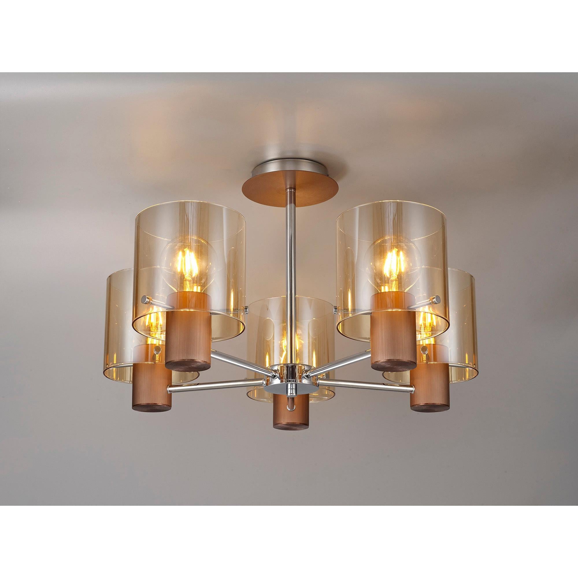 Stylish Brooks 5-Light Semi Flush Mount Fixture