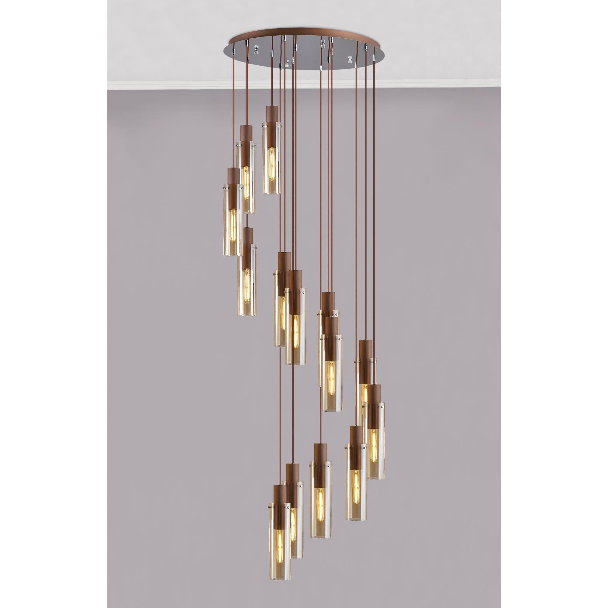 Elegant 15-Light Slim Round Pendant by Brooks