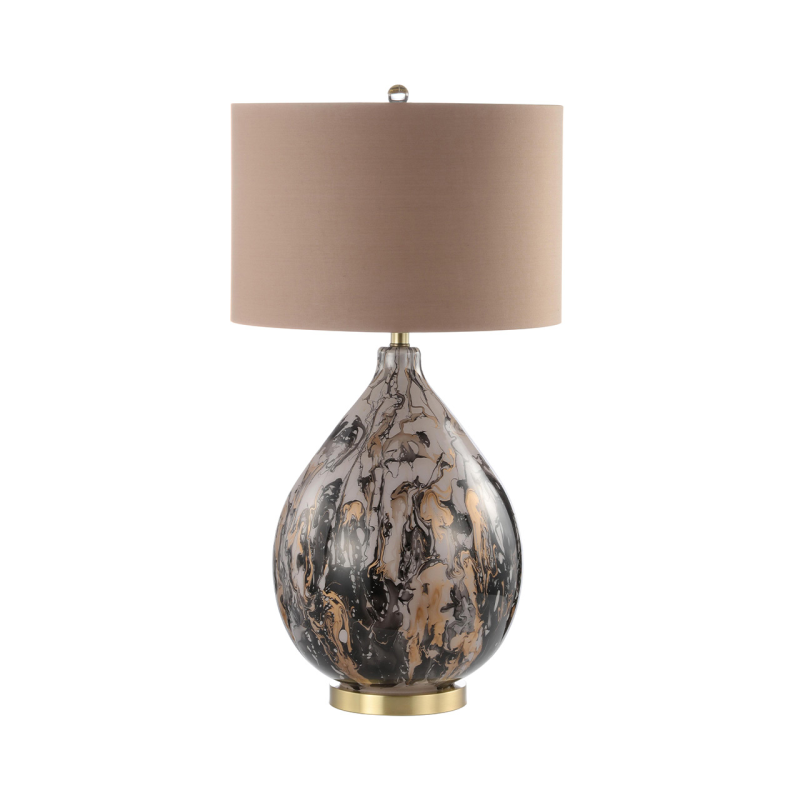 Elegant Brown and Gold Swirled Glass Table Lamp